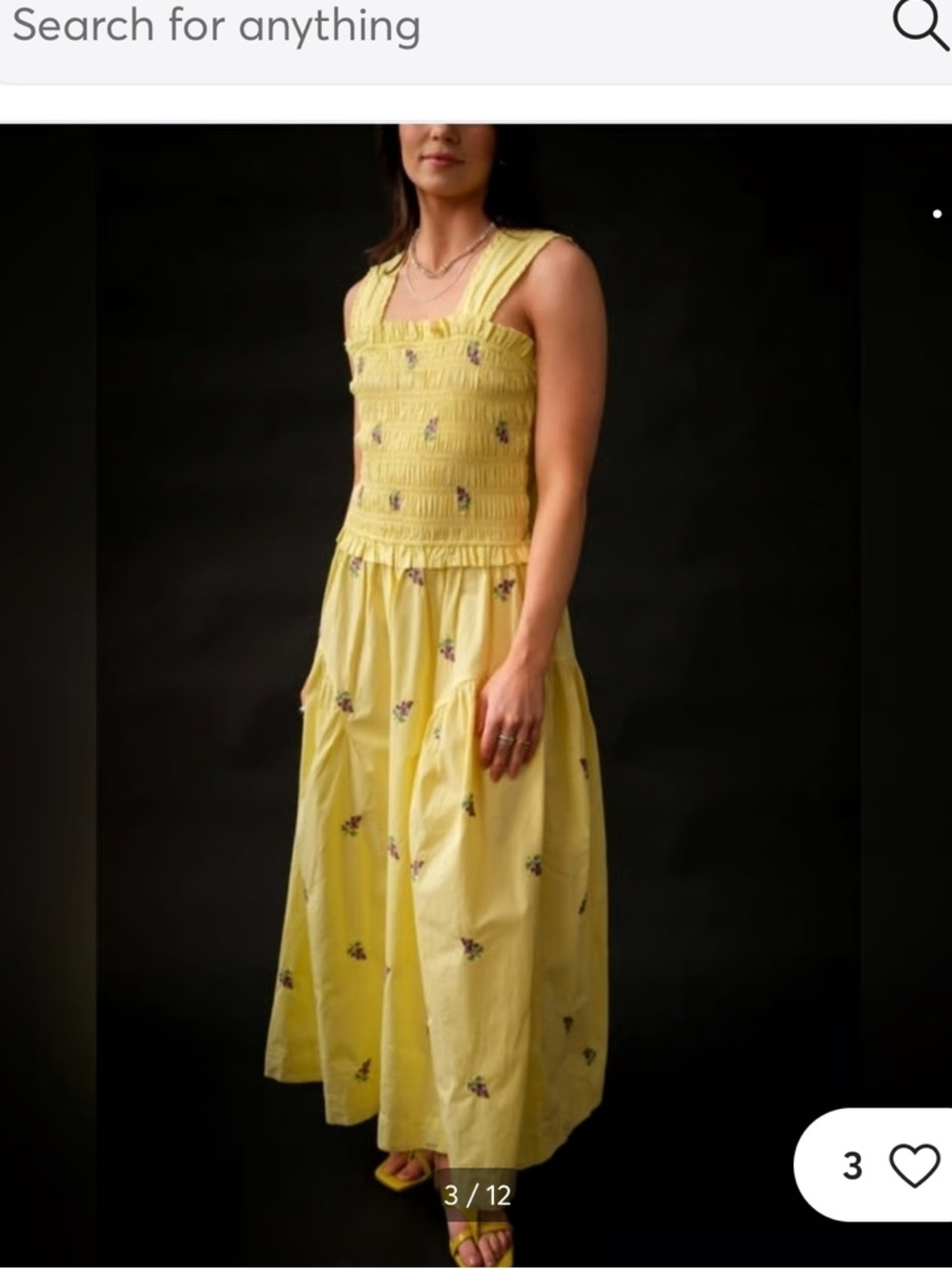 Damson Madder Tish Poplin smocked Midi yellow Dress size US2/UK6 - Picture 2 of 8
